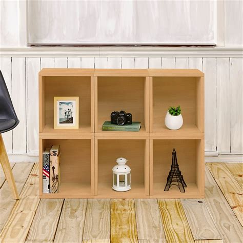 Way Basics Tall Stackable Zboard Cubby Bookcase Shelf In Natural Wood