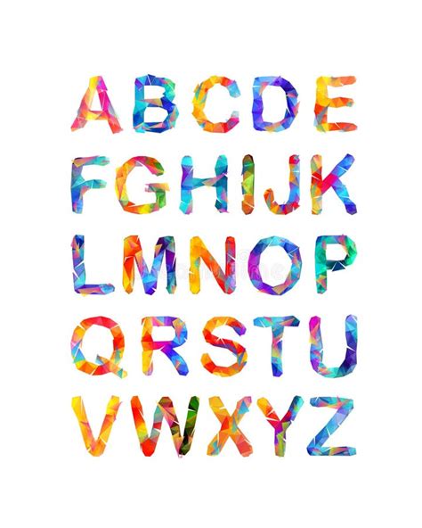 Triangular Vector Alphabet Multicolored Letters Stock Vector