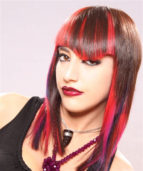 Long Straight Alternative Hairstyle Pink Hair Color