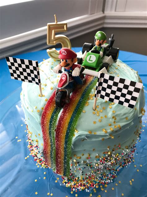 Mario Kart Rainbow Road Cake In 2023 Mario Birthday Party Mario Bros