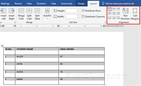 How To Align Text Inside Table In Ms Word 2016 Avoiderrors
