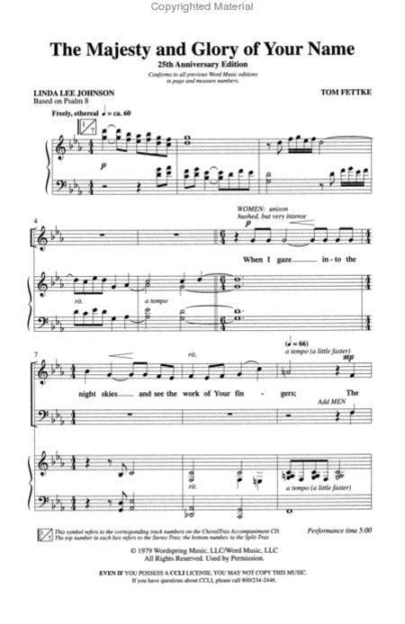 Sheet Music The Majesty And Glory Of Your Name Satb Piano