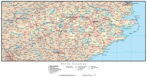 Labeled Map Of North Carolina With Capital And Cities