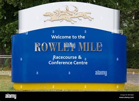 Rowley Mile Racecourse And Conference Centre Sign Newmarket Stock Photo