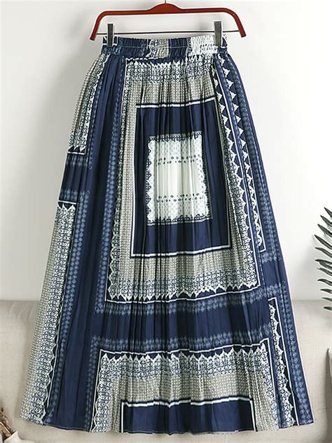 TIGENA Vintage Plaid Print Long Skirt For Women 2023 Spring Summer