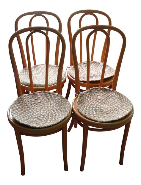 Set of 4 Orange Thonet Bentwood Cafe Chairs | Chairish