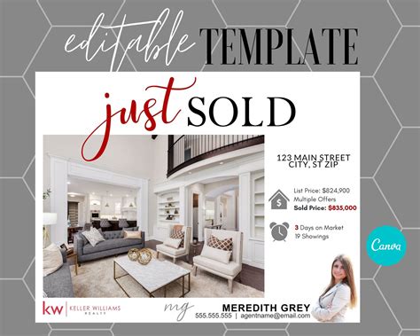 Just Sold Real Estate Postcard Editable Canva Template Realtor - Etsy