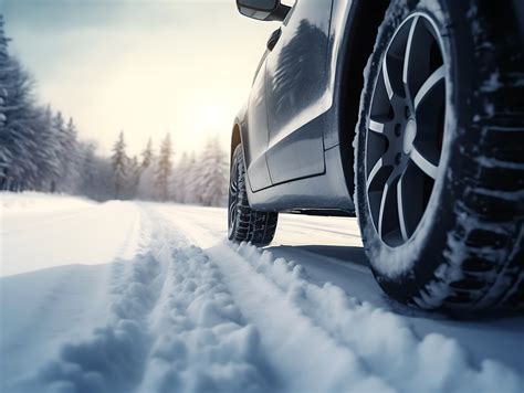 Download Close Up Of Car Wheels Car Tires Winter Road Royalty Free