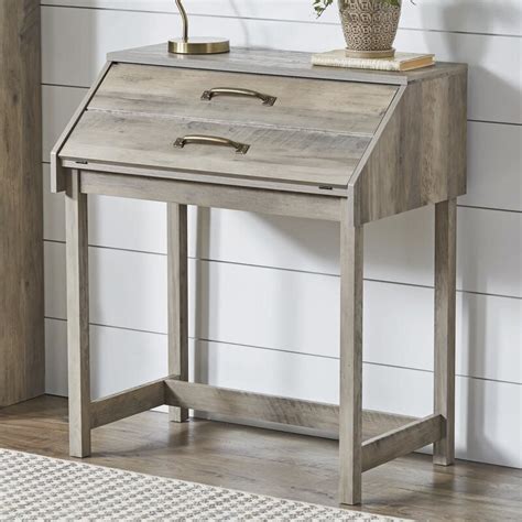 Gracie Oaks Modern Farmhouse Secretary Desk Rustic Gray Finish Wayfair