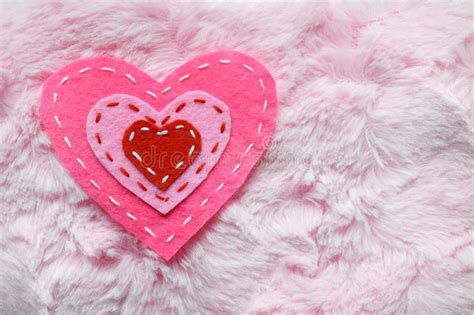Valentines Day Background With Handmade Felt Hearts Valentine