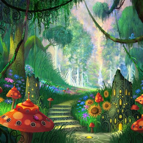 Fantasy Garden Fairy Background Art Forest Wallpaper