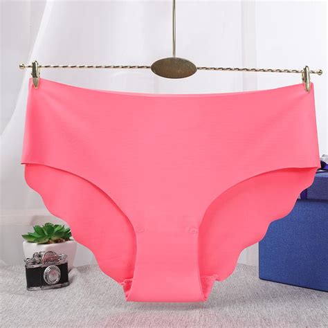 Buy Sexy Ladies Wavy Briefs One Piece Ice Silk Seamless Underwear Women