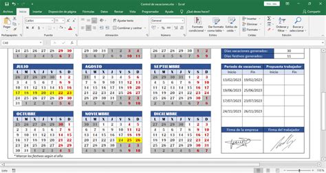 Control De Vacaciones Para Empleados Plantilla Excel