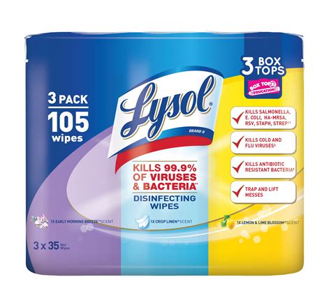 Lysol Disinfecting Cleaning Wipes Variety Value Pack 105ct 3x35ct