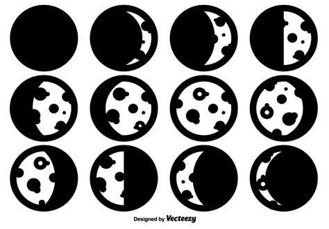 Simple Moon Phases Vector Icons 107209 Vector Art At Vecteezy
