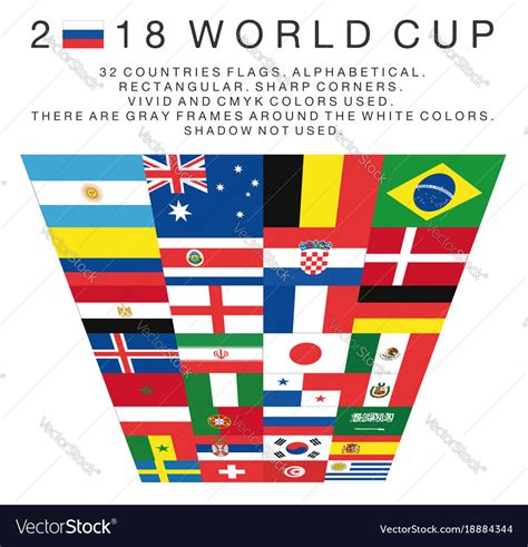 Rectangular Flags Of 2018 World Cup Countries Vector Image