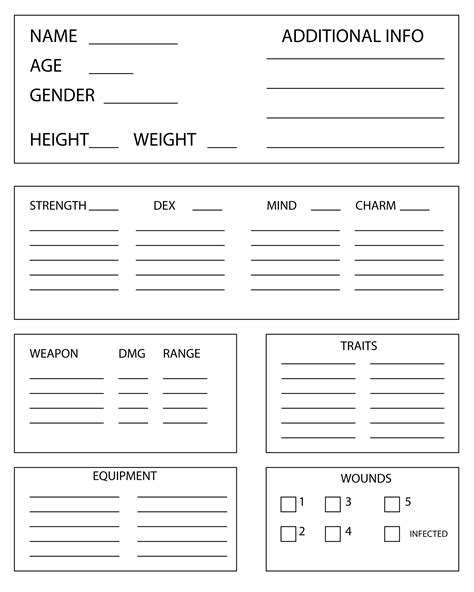 A Simple Character Sheet I Created For A Zombie D6 Rpg Ropend6
