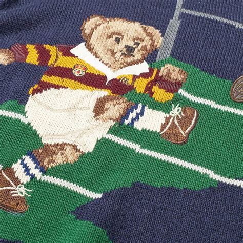 Polo Ralph Lauren Rugby Bear Intarsia Knit Navy End