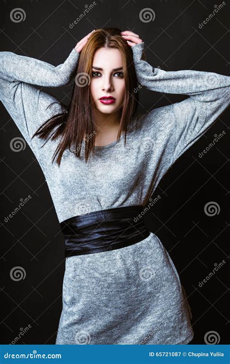 Studio Photo Of Young Woman On Black Background Stock Image Image Of