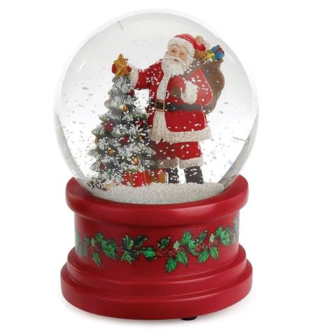 Fitzulas T Shop Roman Santa With Christmas Tree Musical Snow Globe