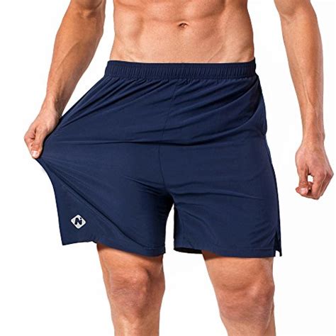 naviskin men s 5 quick dry running shorts workout athletic outdoor shorts zip pocket navy size