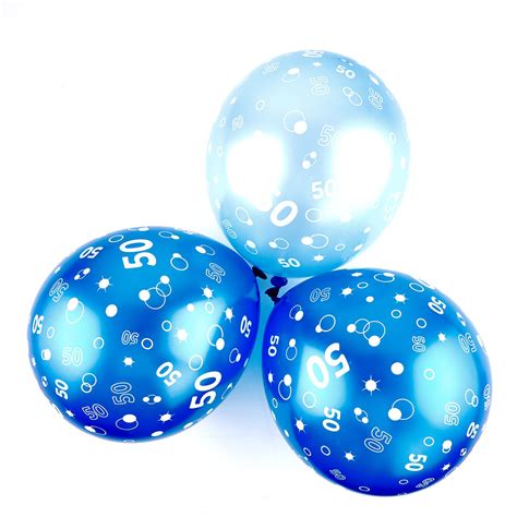 Buy Metallic Blue Circles 50th Birthday Helium Latex Balloons Pack Of