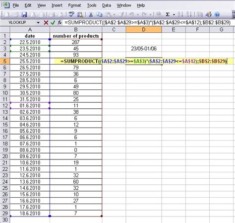 Блог за Excel: Сумиране на данни между две дати
