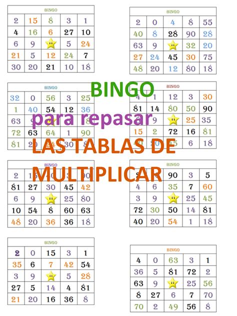 Bingo Para Repasar Las Tablas De Multiplicar 322