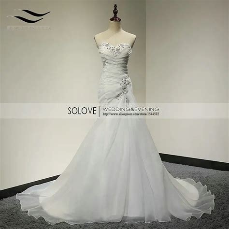 Real Picture Elegant Pleat Beaded Bridal Gown Organza Sexy Crystal