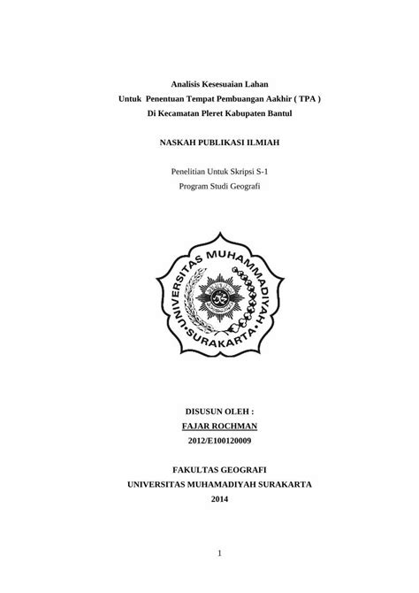 PDF Analisis Kesesuaian Lahan Untuk Penentuan Tempat Eprints Ums