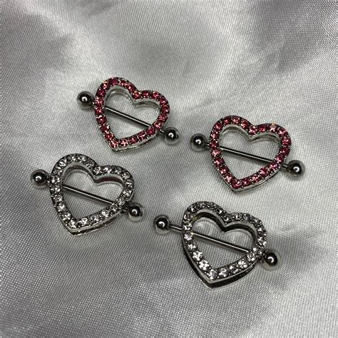 Piercings De PezÓn CardÍaco Diamantes Incrustados Varios Etsy