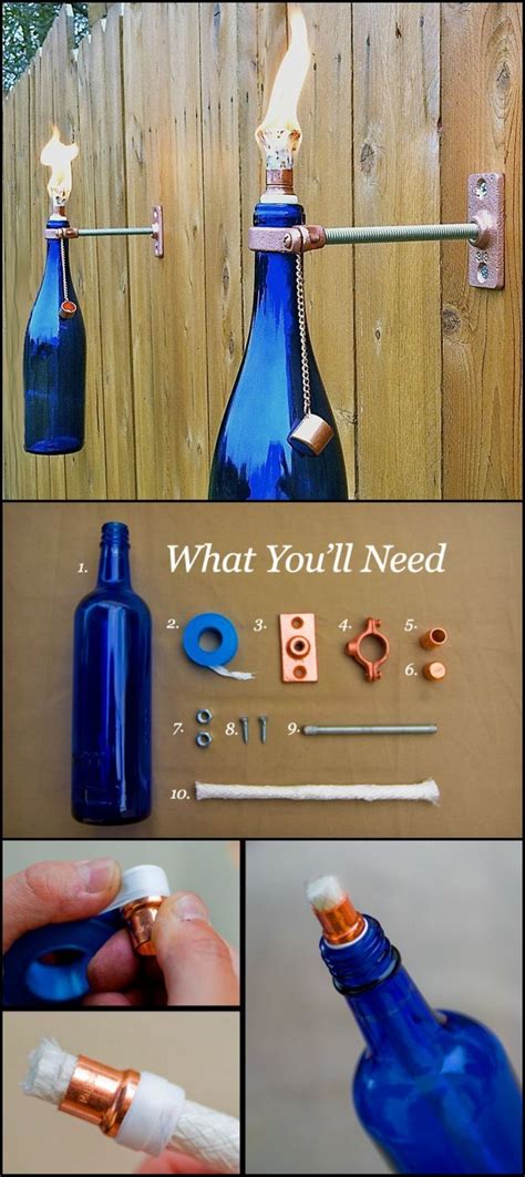 Glass Bottle Torch Craft Projects For Every Fan Bottle Torch Wine Bottle Crafts Bottle Crafts