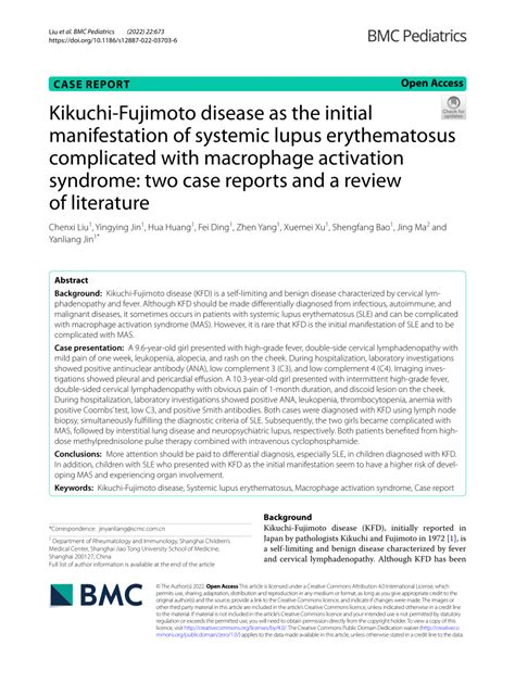 Pdf Kikuchi Fujimoto Disease As The Initial Manifestation Of Systemic