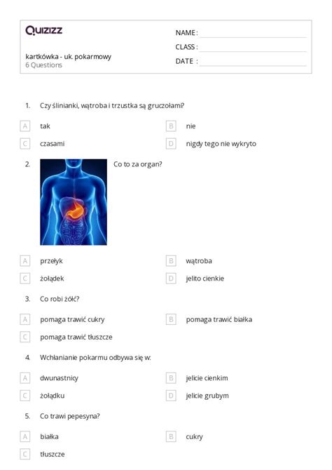 Ponad A Cuch Pokarmowy Arkuszy Roboczych Dla Klasa W Quizizz Darmowe I Do Druku