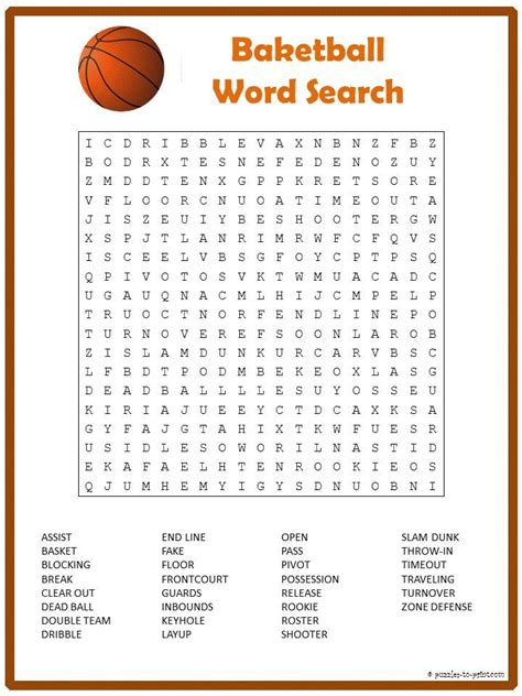 Free Printable Basketball Word Search Basketball Party Word Find