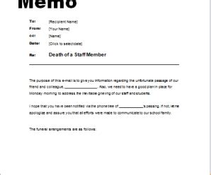 Issuing memo to all staff would only deter the situation. Staff Member Death Memo | Word & Excel Templates
