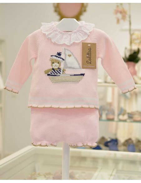 Jubón Y Cubre Punto Bebé Niña Colección Sailor Lolittos