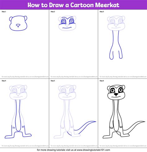 How To Draw A Cartoon Meerkat Printable Step By Step Drawing Sheet