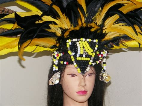 Aztec Feather Headdress 35 Feathers Etsy