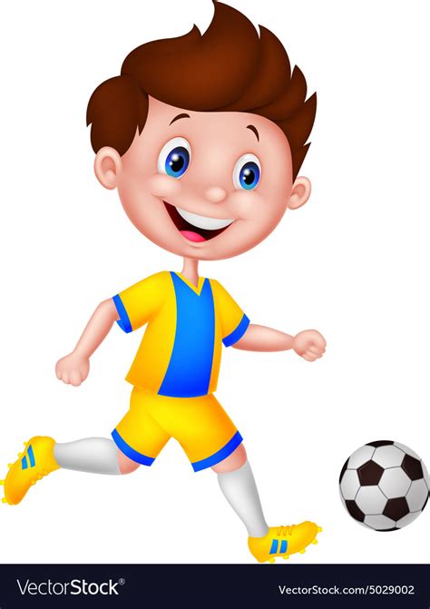 Cartoon Boy Playing Football Royalty Free Vector Image