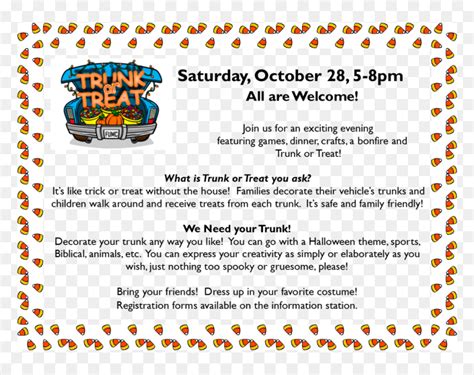 Trunk Or Treat Trunk Or Treat Registration Form Church Hd Png