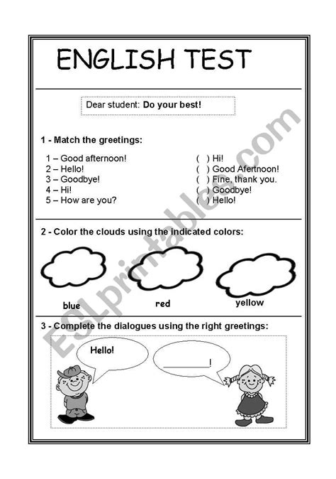 Easy English Test Esl Worksheet By Teacher Drica