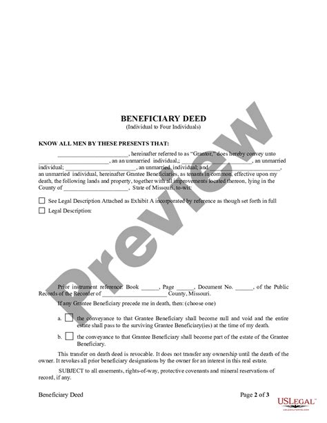Missouri Beneficiary Deed Or Tod Beneficiary Deed From Us Legal Forms