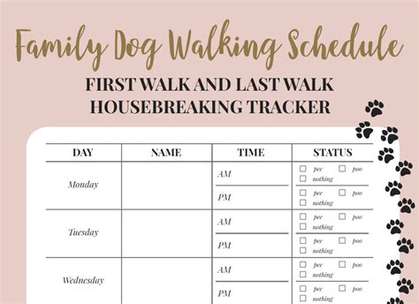 Free Printable Dog Walker Log Set A Schedule And Develop A Routine