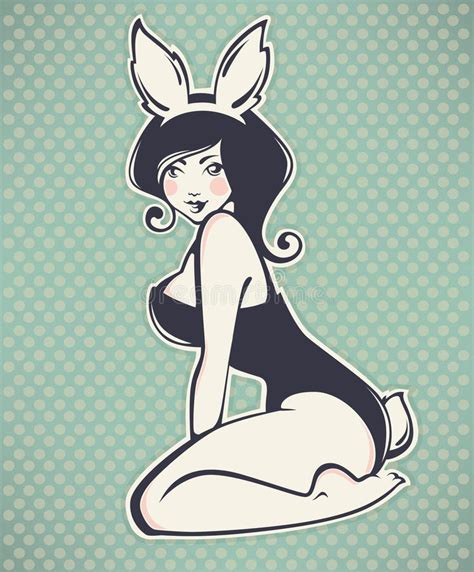 Vector Pinup Girl In Rabbit Costume Stock Vector Illustration Of