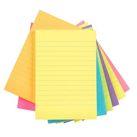Sticky Notes 8 Pads Lined Self Stick Notes 4 X 6 Inches 50 Sheets Per Pad 6 Assorted Bright