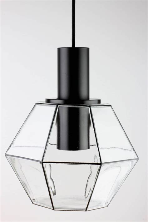 Limburg Pair Of Vintage Minimalist Geometric Black And Clear Glass Pendant Lights For Sale At