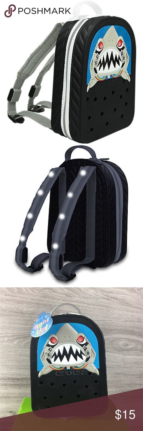 Crocs Black Robo Shark Light Up Backpack Backpack Brands Bag