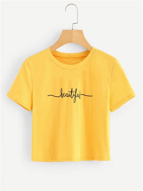 Perfect for who loves cute shirts designs or cats. Letter Print Crop Tee | Ropa tumblr, Ropa guay y Ropa tmblr