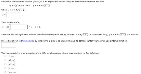 solved verify that the indicated function y x is an